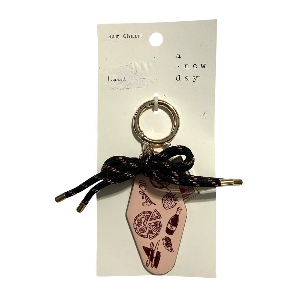 Womens A New Day Purse/Bag Charm with Bow Girls Dinner Pink Black NWT